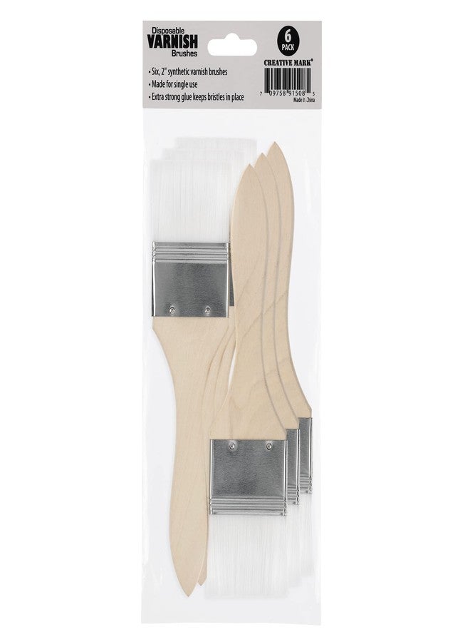 كرييتف مارك مجموعة فرش ورنيش للاستخدام مرة واحدة من كريتيف مارك - فرش للاستخدام مرة واحدة للورنيش، ومعظم الدهانات، والجيسو، وغيرها! - عبوة من 6 قطع - Image 4