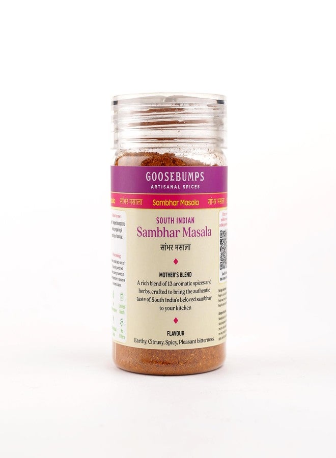 Goosebumps Sambhar Masala | Traditional Sambar Spice Blend |100% Natural Ingredients | Artisanal & Authentic | Vegan Spice | No Bulking Agent, Artifical Colours or Preservatives used, 80 GMS - Image 1