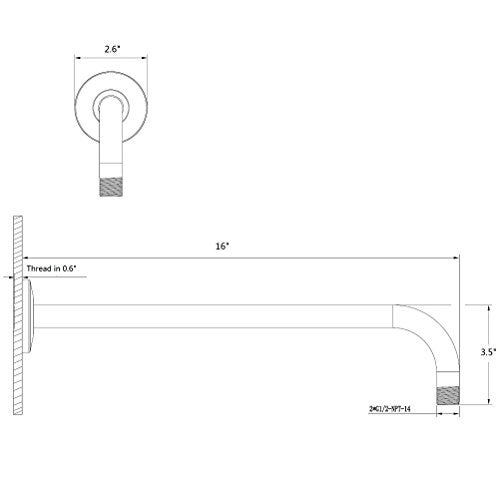 Purelux Shower Arm Extension Extra Long Water Outlet PJ1001 with Flange Made of Stainless Steel, Chrome finish 16 Inches - Image 4