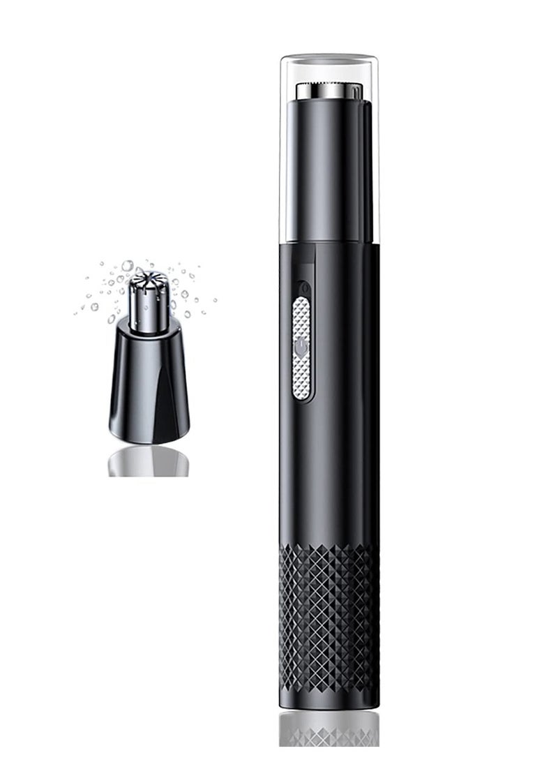 Rechargeable Nose Hair Trimmer for Men and Women, Electric Ear and Eyebrow Groomer, Portable Travel Hair Remover in Black - Image 1