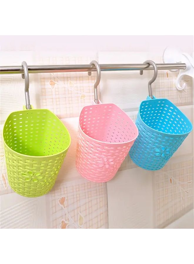 1pc Blue Multifunctional Hanging Hook Basket Durable Plastic Storage Organizer With Multiple Compartments Space Saving Design For Kitchen Bedroom Bathroom Car Stylish Home Decor Functional Storage Solution Shelf Basket - Image 3