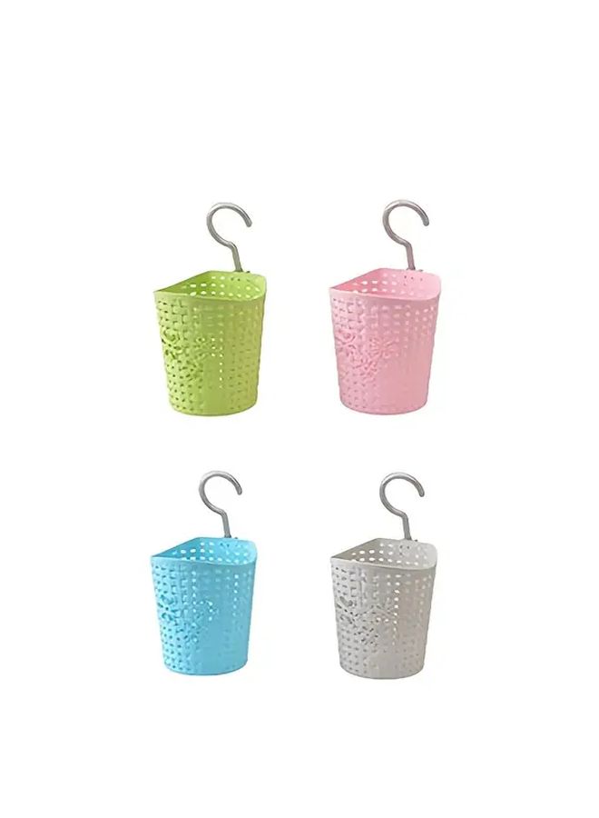 1pc Blue Multifunctional Hanging Hook Basket Durable Plastic Storage Organizer With Multiple Compartments Space Saving Design For Kitchen Bedroom Bathroom Car Stylish Home Decor Functional Storage Solution Shelf Basket - Image 5