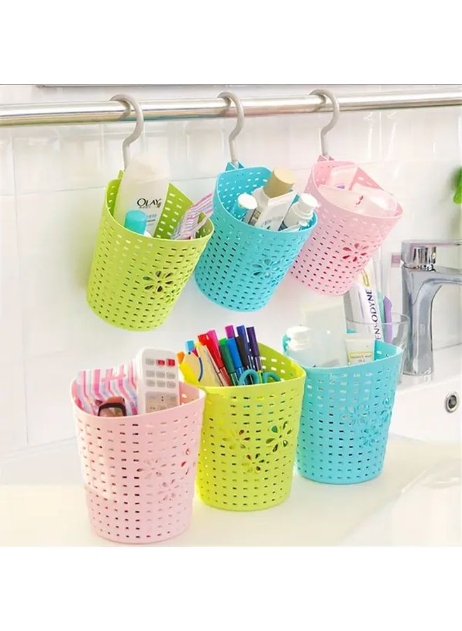 1pc Blue Multifunctional Hanging Hook Basket Durable Plastic Storage Organizer With Multiple Compartments Space Saving Design For Kitchen Bedroom Bathroom Car Stylish Home Decor Functional Storage Solution Shelf Basket - Image 2