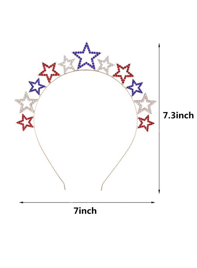 Soochat 4th of July Headband Rhinestone Patriotic Headband Crystal Star Hairband for Independence Day Party Hair Accessories - Image 3