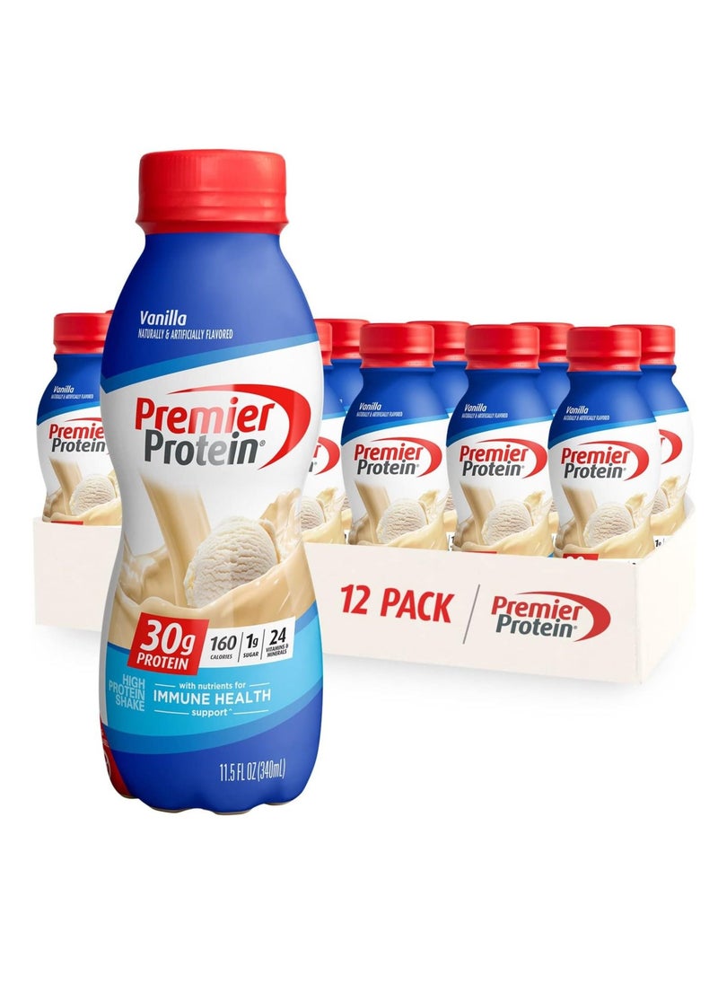 Premier Protein - Protein Shake Vanilla 30g Protein 1g Sugar 24 Vitamins & Minerals 11.5 Fl Oz (Pack of 12) - Image 1
