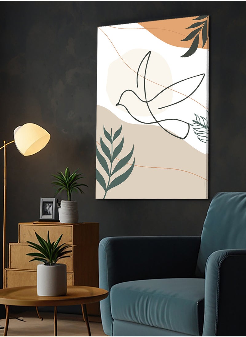 لوحة - لوحة كانفاس على إطار خشبي بتصميم طائر نمط بوهيمي - Image 1