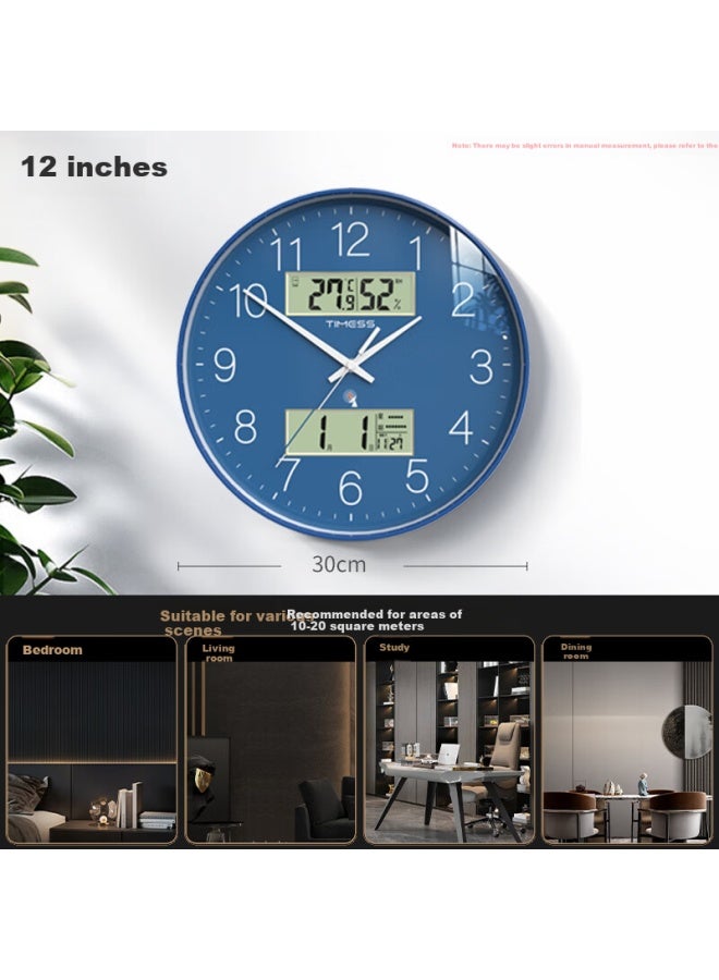 Timess Radio-Controlled Wall Clock Living Room Clock Wall-Mounted Household Model Flash Wave Perpetual Calendar Temperature And Humidity Clock 30Cm - Image 3