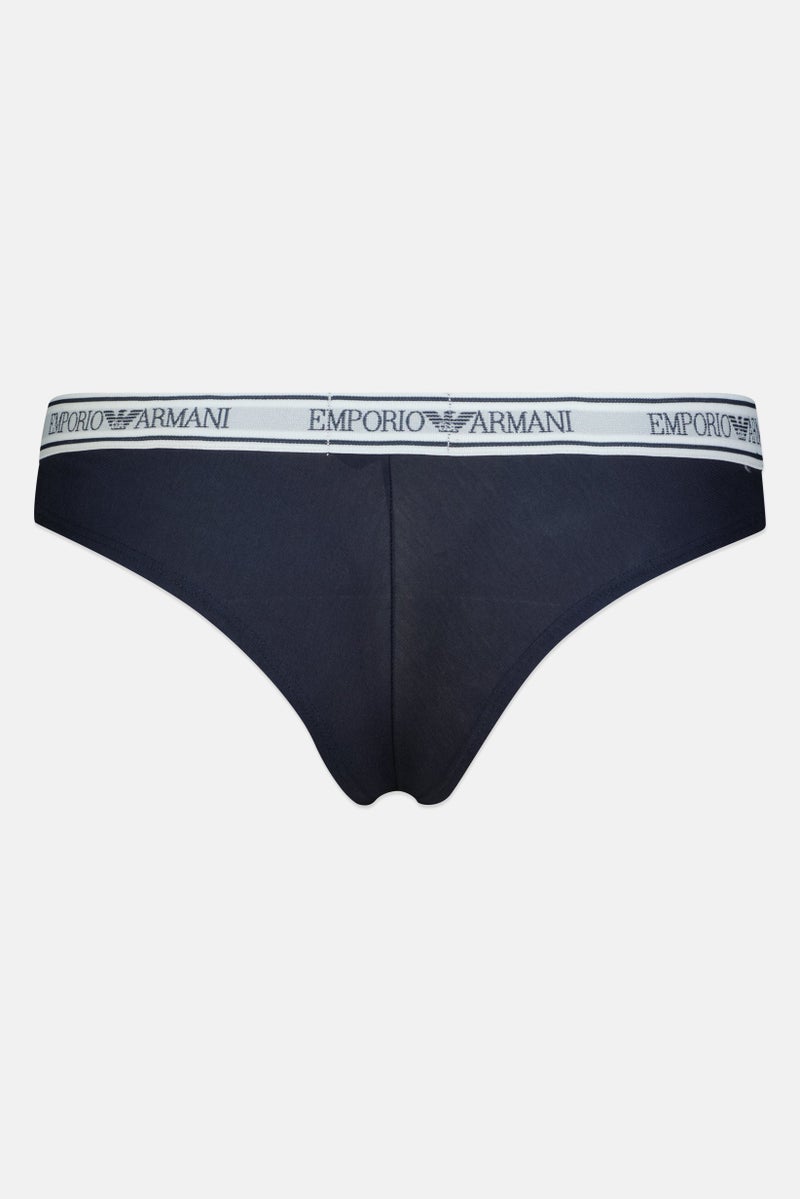 EMPORIO ARMANI Women Brand Logo Brazilian Brief, Navy - Image 2