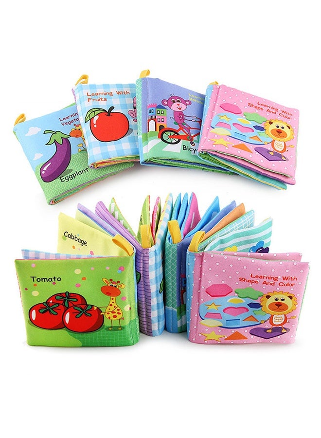 4-Piece Non-Toxic Fabric Educational Baby'S Soft Cloth Books Set With Rustling Sound Crinkle - Image 4