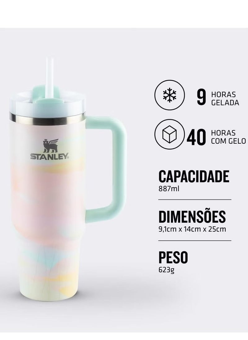 Stanley - Quencher H2.0 40oz Vacuum Insulated Tumbler – Brush Strokes Travel Mug with Reusable Lid and Straw for Water, Coffee, Smoothies, and Iced Tea – Durable, Stylish, Leakproof Design, Keeps Drinks Hot & Cold for Hours - Image 1