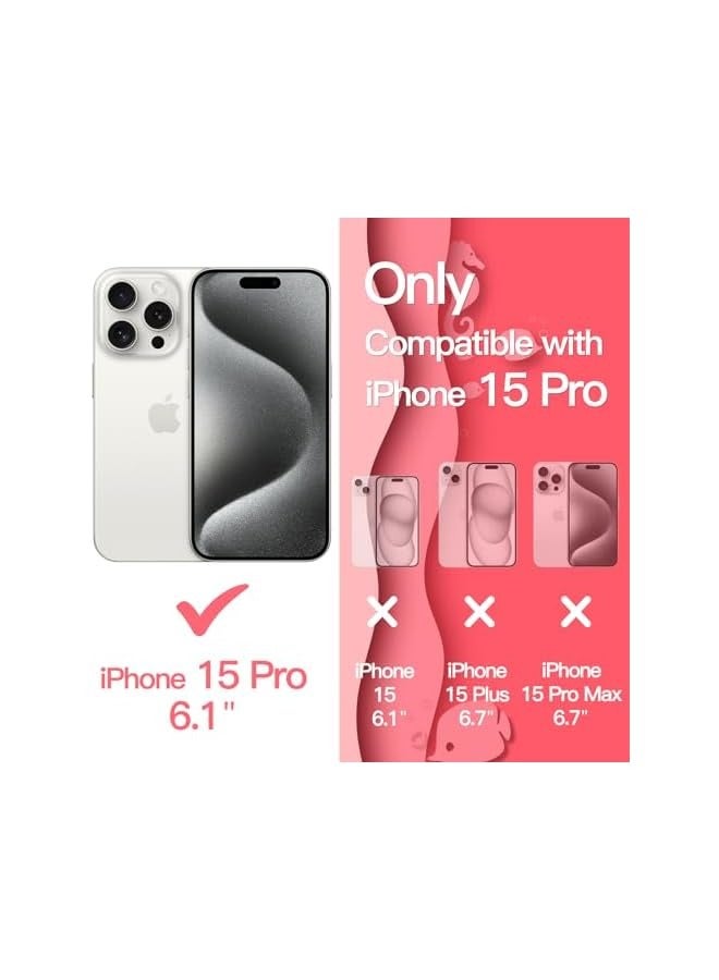 Jetech Cute Case for iPhone 15 Pro 6.1-Inch, Wave Frame Curly Shape Shockproof Phone Cover for Women and Girls, Clear Hard PC Back (Pink) - Image 2