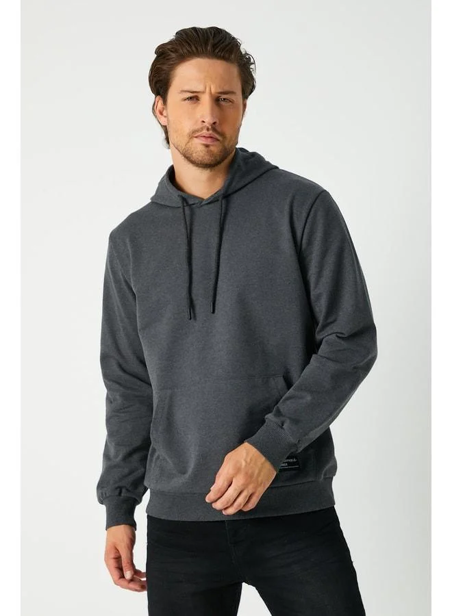 Mmetalic Anthracite Men's Hooded Kangaroo Pocket Sweatshirt