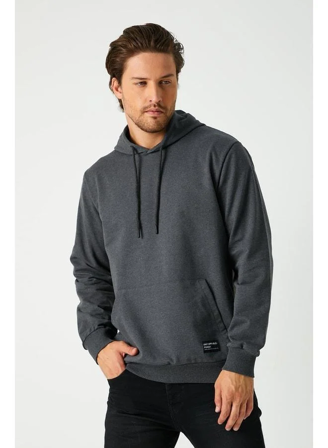 Mmetalic  Anthracite Men's Hooded Kangaroo Pocket Sweatshirt for Men | Best Price UAE