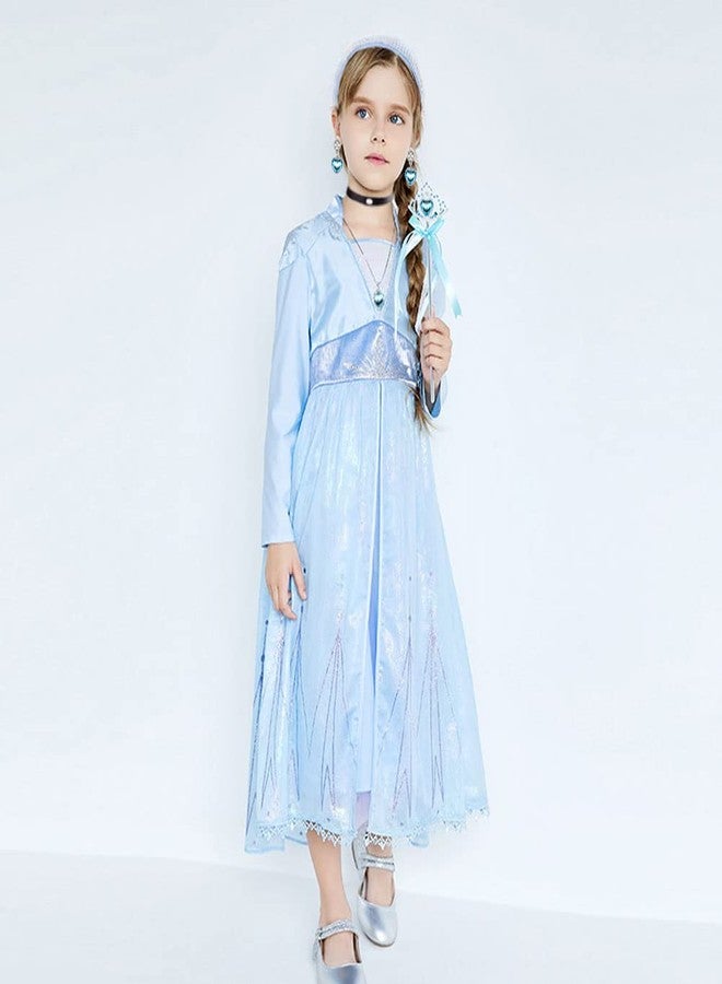 Yosbabe إكسسوارات زي الفتيات - إكسسوارات تنكرية للأميرة سندريلا - رباط رأس سندريلا، تاج، قلادة، قفازات، خاتم، أقراط - هدايا حفلات عيد الهالوين وعيد الميلاد للأطفال - Image 5