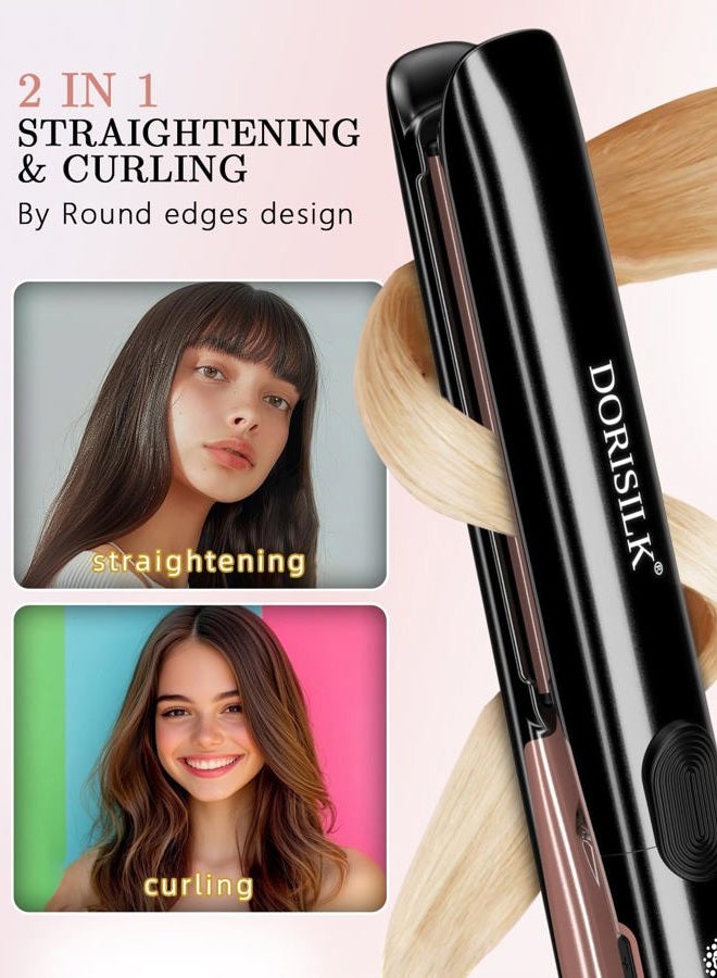 DORISILK 500 Degree High Temp Professional Hair Straightener，30s Fast Heating Ceramic Flat Iron ，2 in 1 Hair Straightener and Curler，Plasma Flat Iron Get Frizz-Free ，Dual Voltage for Travel Using - Image 2