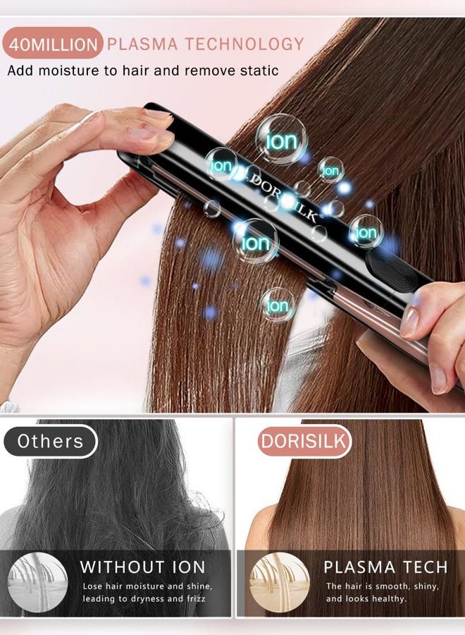 DORISILK 500 Degree High Temp Professional Hair Straightener，30s Fast Heating Ceramic Flat Iron ，2 in 1 Hair Straightener and Curler，Plasma Flat Iron Get Frizz-Free ，Dual Voltage for Travel Using - Image 5