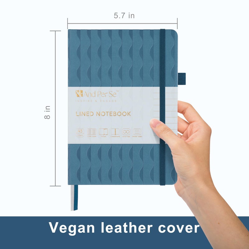 &And Per Se ⩓ Per Se Lined Journal Notebook for Women&Men with Pattern, 160 Pages 100GSM Thick Paper, A5 Hardcover Journals for Writing(Blue) - Image 2