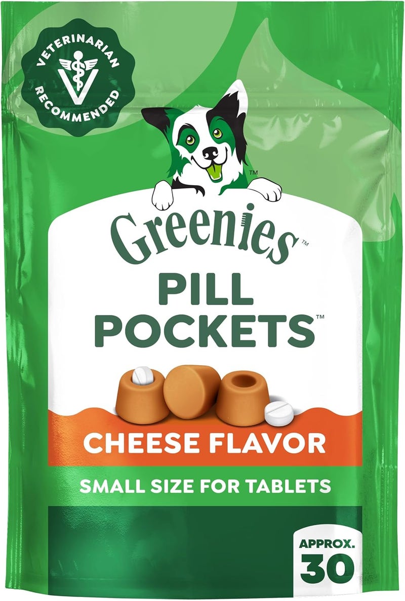 Greenies Pill Pockets for Dogs Small Size, Soft Dog Treats, Cheese Flavor, (6) 3.2 oz. Pouches (180 Treats Total) - Image 1