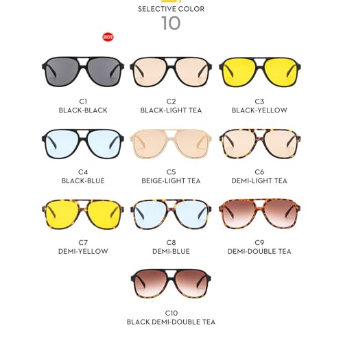 willochra Vintage oversized Double beam 70s Pilot Sunglasses Women Men Classic Large Squared Frame Travel glasses F28 (C6) - Image 4