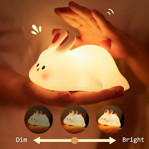 One94Store Kids Cute Little Rabbit Touch Silicone Night Lamp – Rechargeable LED Bedside Lamp for Children's Bedroom, Romantic Decor, Valentine Day Gift, Love Gift for Her, Couple Gift - Image 3