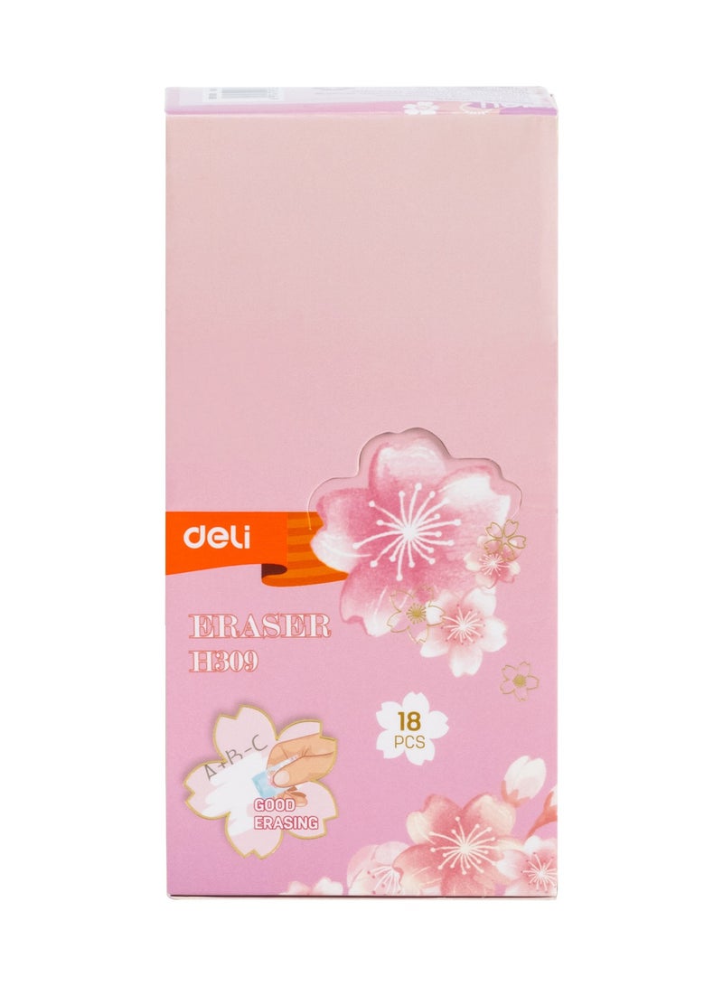 Deli EH309 Eraser 20脳20脳38mm Pink/Blue/Green - 18pcs/box - ideal for school and personal use - Image 3