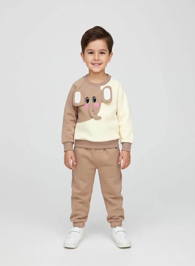 babyqlo Cute Elephant Sweatshirt And Jogger Pants Set