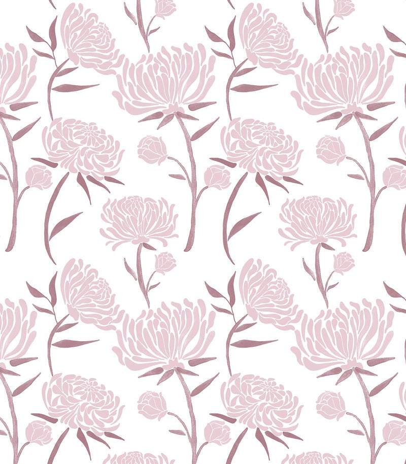 Hopepak Peel and Stick Wallpaper Floral Contact Paper Pink Wall Paper Modern Self Adhesive Removable Vinyl Wallpaper for Bedroom 17.3"x78.7" - Image 1