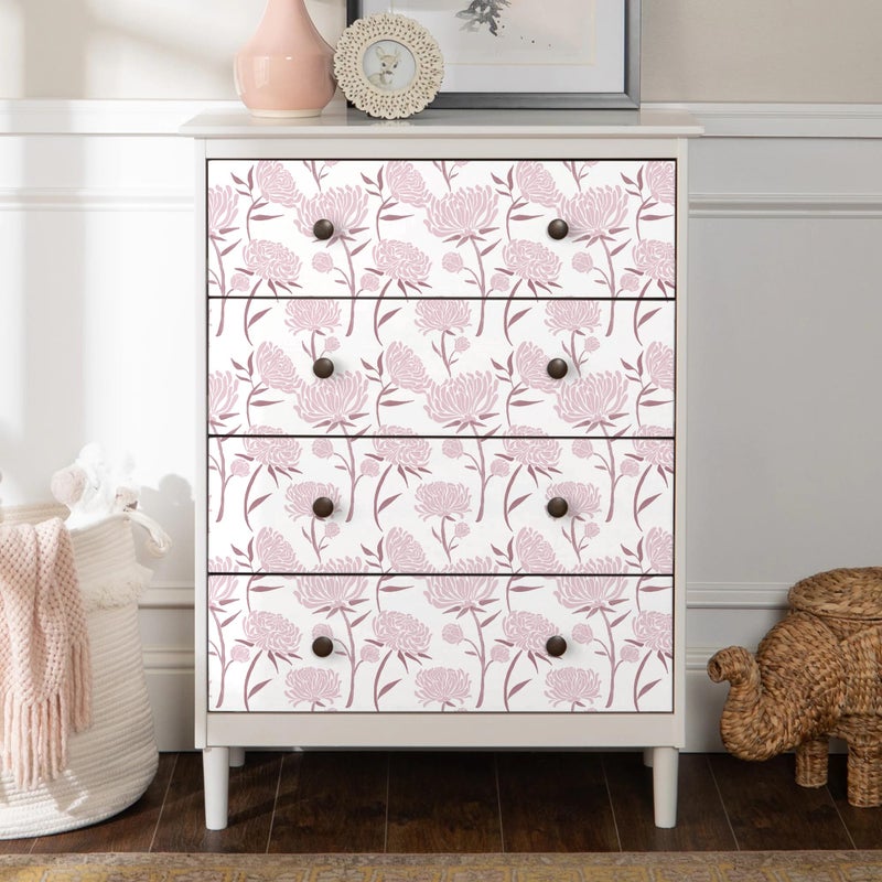 Hopepak Peel and Stick Wallpaper Floral Contact Paper Pink Wall Paper Modern Self Adhesive Removable Vinyl Wallpaper for Bedroom 17.3"x78.7" - Image 3