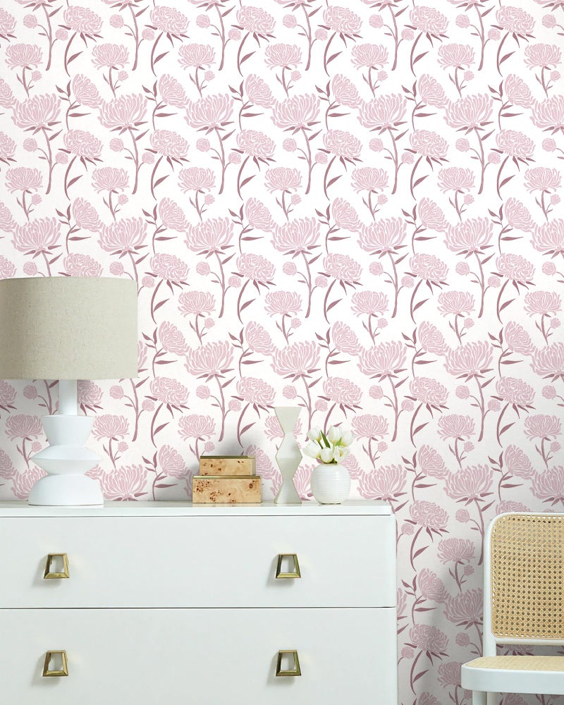 Hopepak Peel and Stick Wallpaper Floral Contact Paper Pink Wall Paper Modern Self Adhesive Removable Vinyl Wallpaper for Bedroom 17.3"x78.7" - Image 5
