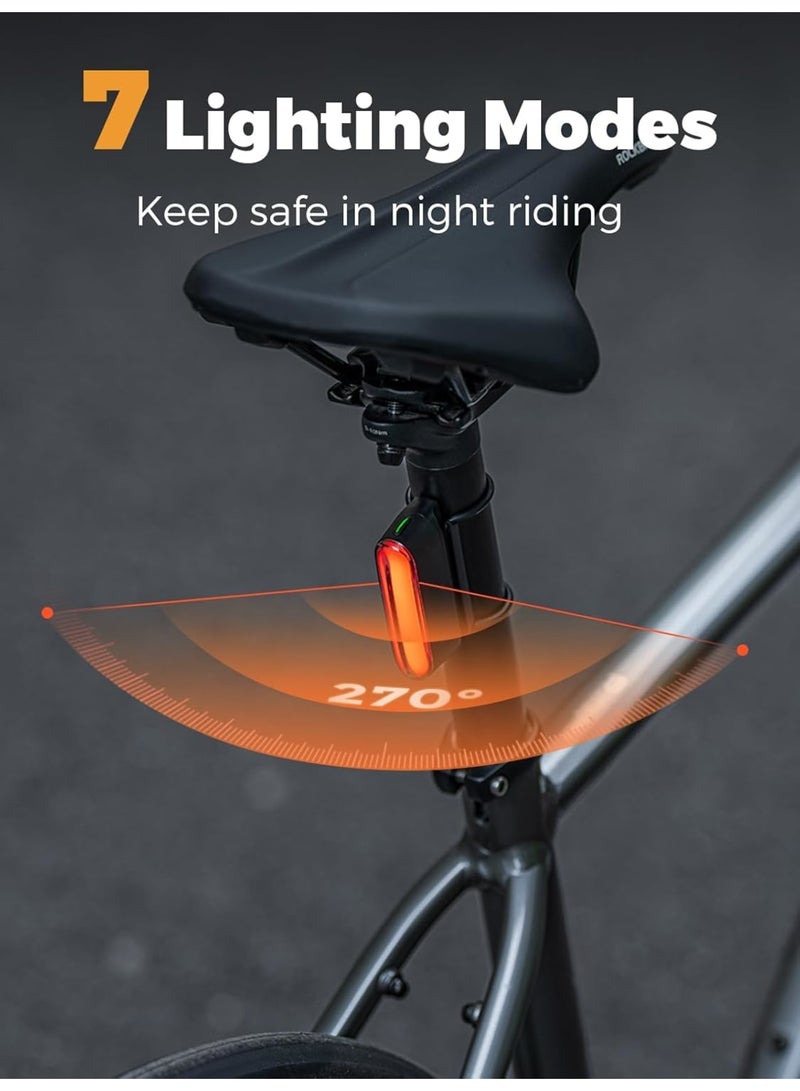 SYOSI Bike Tail Light, Magnetic Induction USB-C Rechargeable LED Rear Bicycle Safety Light IPX6 Waterproof with 7 Flash Modes Compact Cycling Accessory for Road Mountain Bikes Commuting Night Riding - Image 5
