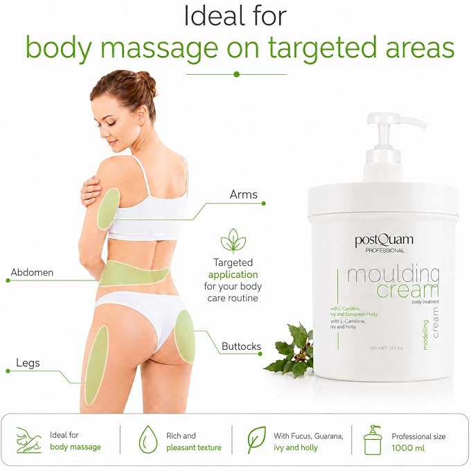 PostQuam - Anti-Cellulite Slimming and Firming Cream | Formula with Fucus, Caffeine and L-Carnitine for Firmer and Firmer Skin - 1000 ml Canister - Image 2