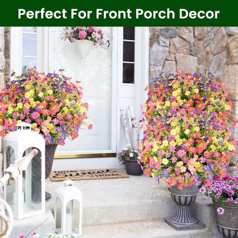 trytuny 10 PCS Artificial Plants Outdoor,Artificial Flowers UV Resistant Fake Flowers,Fake Plastic Faux Flowers for Porch Window Box Home Garden Decor - Image 5