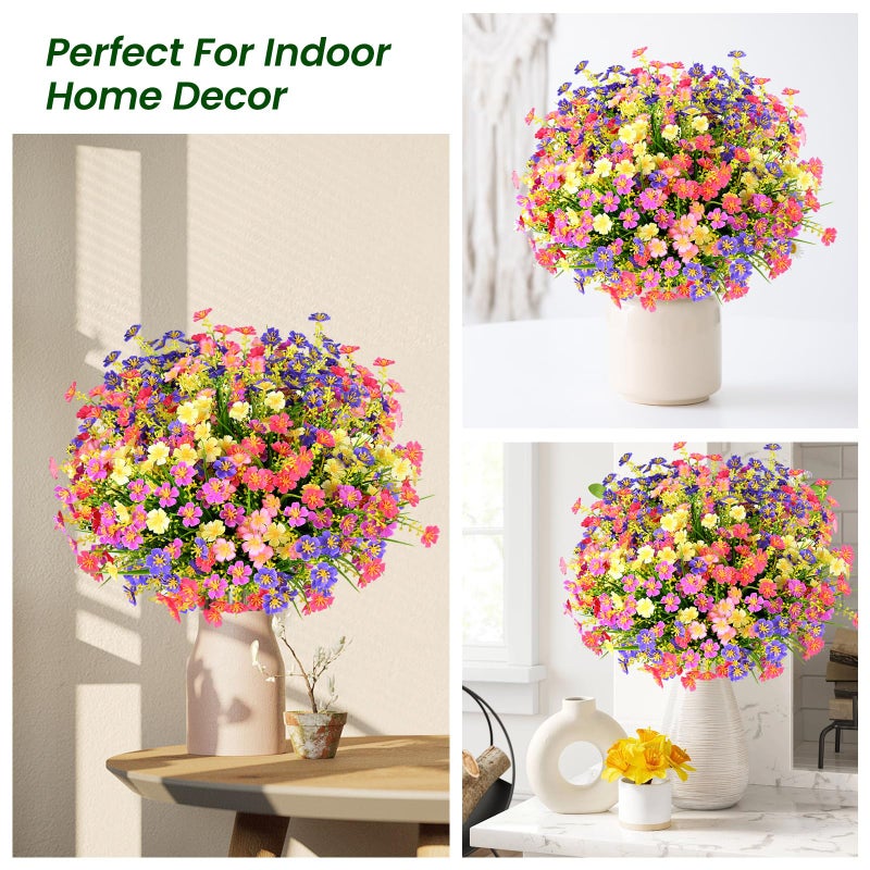 trytuny 10 PCS Artificial Plants Outdoor,Artificial Flowers UV Resistant Fake Flowers,Fake Plastic Faux Flowers for Porch Window Box Home Garden Decor - Image 2