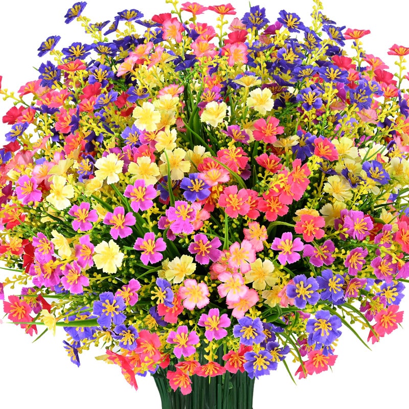 trytuny 10 PCS Artificial Plants Outdoor,Artificial Flowers UV Resistant Fake Flowers,Fake Plastic Faux Flowers for Porch Window Box Home Garden Decor - Image 1