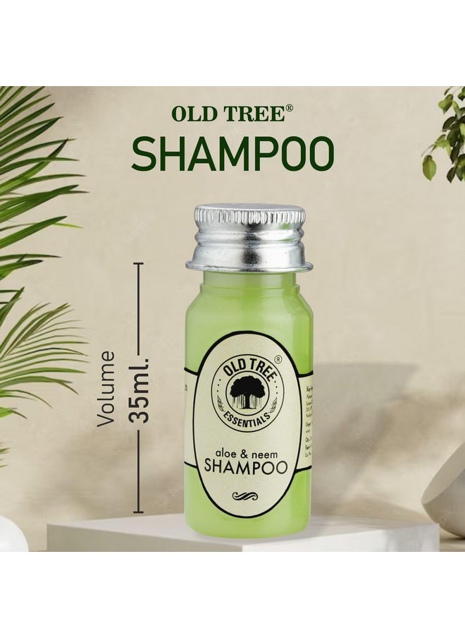 أولد تري مجموعة أدوات العناية بالشعر من Old Tree Neem & Aloevera سعة 35 مل - (مجموعة من 50 قطعة) | مجموعة شامبو بحجم مناسب للسفر وغرف الفنادق وبيوت الضيافة | وسائل الراحة والإكسسوارات الخاصة بالفندق  - Image 3