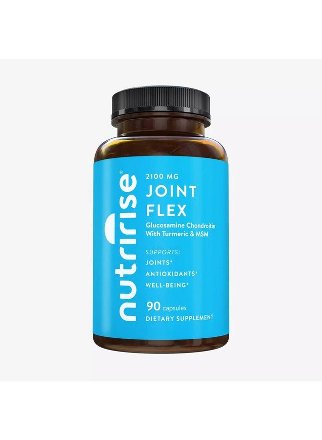 NutriRise Glucosamine Chondroitin Quercetin & MSM مع الكركم والكركمين 2100mg مكمل غذائي ثلاثي القوة لدعم المفاصل للنساء والرجال مع البوسويليا والبروميلين، خالٍ من الجلوتين، غير معدّل وراثيًا، 90 قطعة