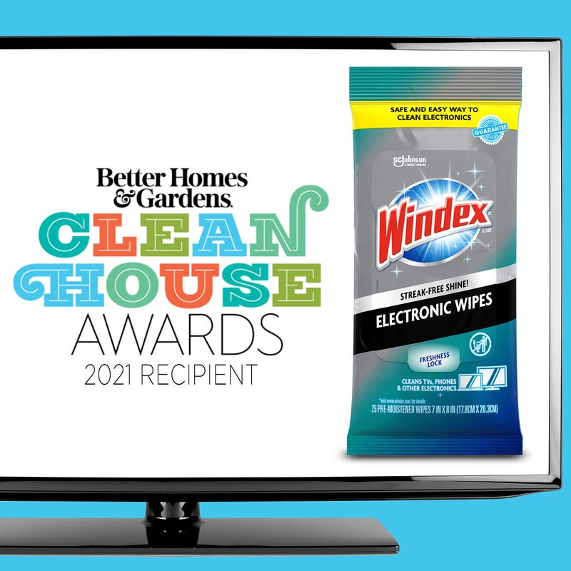 Windex مناديل تنظيف إلكترونية من وينديكس، مناديل شاشة مبللة مسبقًا للتلفزيونات، الهواتف، والأجهزة الإلكترونية الأخرى، قابلة لإعادة الإغلاق للحفاظ على النضارة، 25 قطعة (عبوة من 3) - Image 2