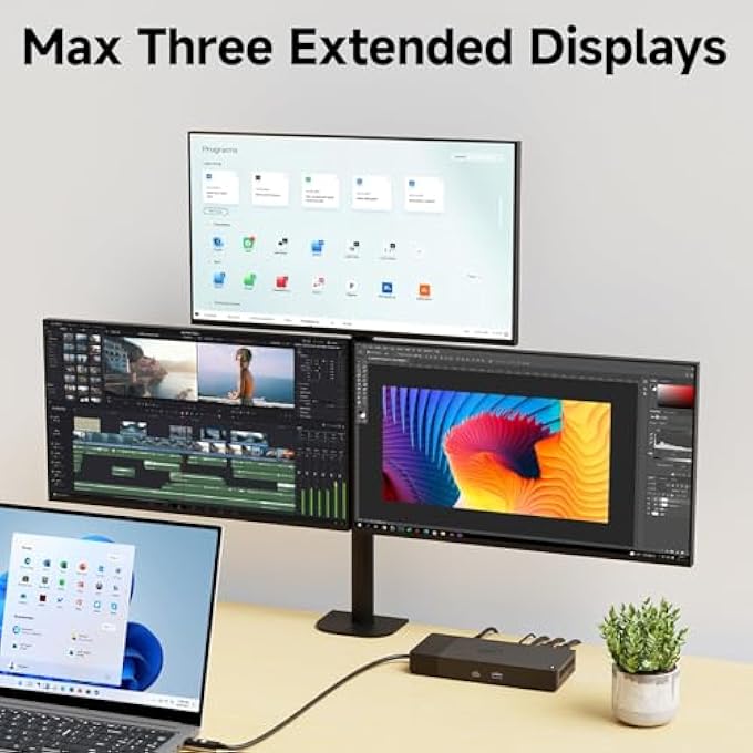 rayihni DELL WD19S 180W DOCKING STATION, USB-C, 3 EXTERNAL DISPLAY, HDMI, DUAL DP, POWER CHARGE UP TO 130W + BUNDLE WITH HDMI 4K CABLE + DP CABLE+ CLEANING CLOTH - Image 2