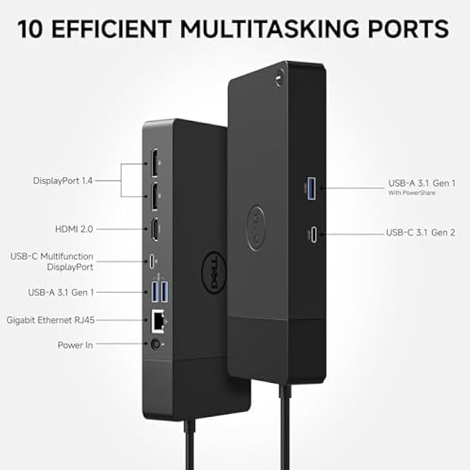 rayihni DELL WD19S 180W DOCKING STATION, USB-C, 3 EXTERNAL DISPLAY, HDMI, DUAL DP, POWER CHARGE UP TO 130W + BUNDLE WITH HDMI 4K CABLE + DP CABLE+ CLEANING CLOTH - Image 3