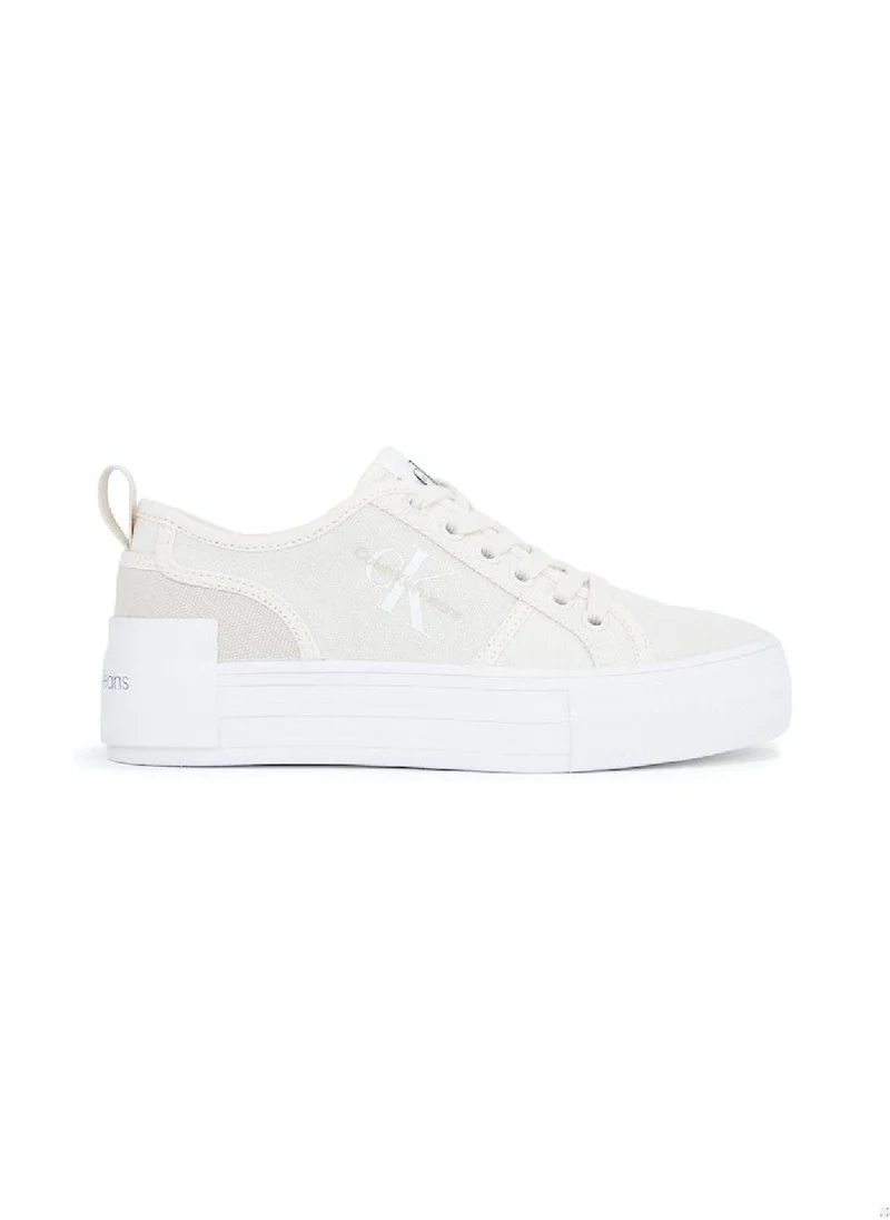 Calvin Klein Jeans Women's Bold Vulcanized Flat Low Top Sneakers - Cotton, White