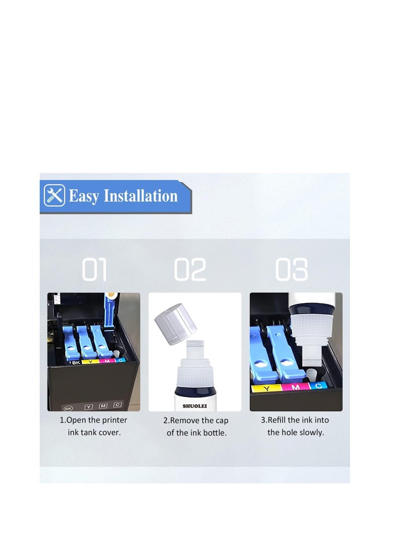 Terabyte Ink Compatible with CANON Printer for PIXMA G3400, G2400, G1400, G4400, G4410, G3410, G2410, G1410, G3411, G2411, G1411, G4411(4-Pack Black Cyan Magenta Yellow) - Image 3