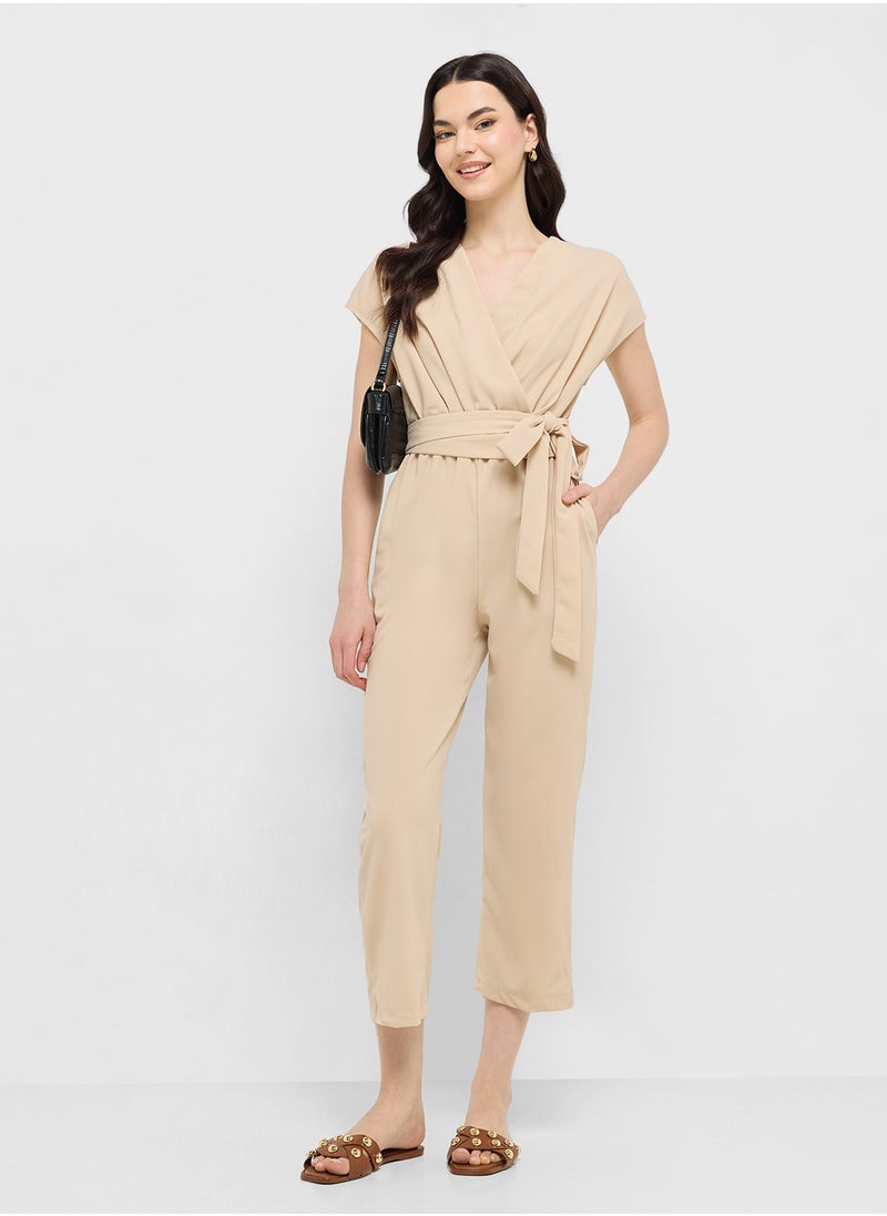 Ginger V Neck Wrap Detail Jumpsuit  - Image 4