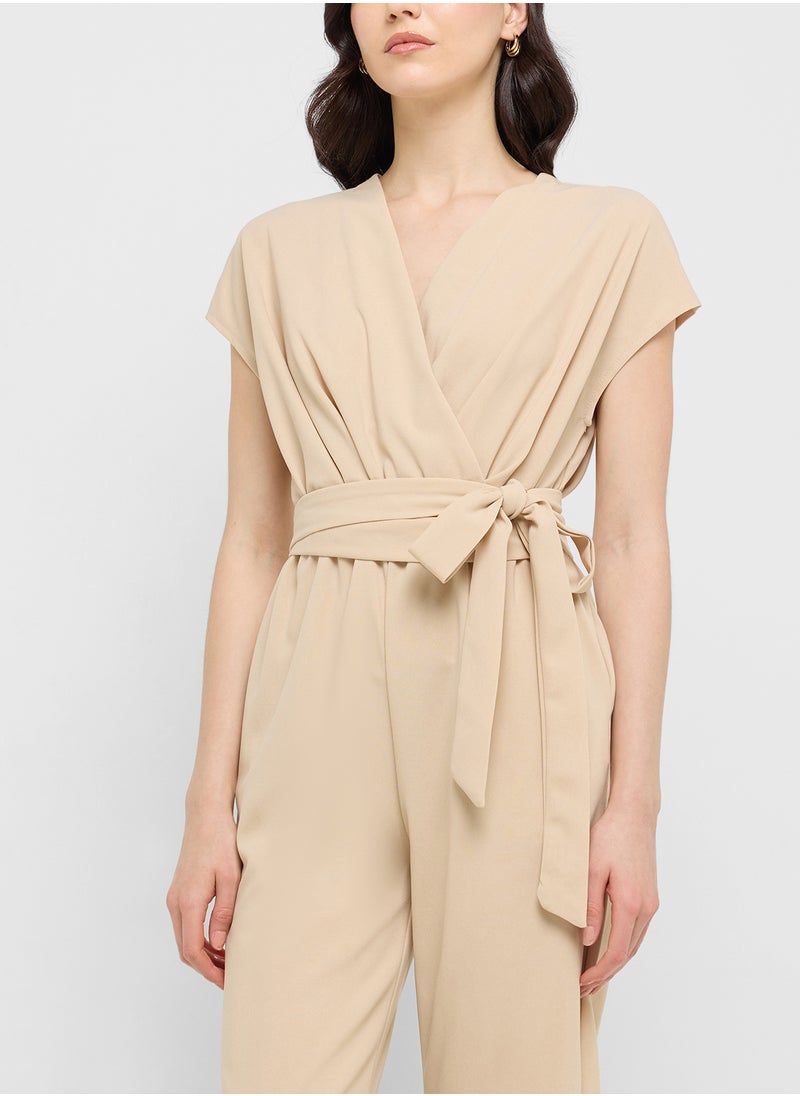 Ginger V Neck Wrap Detail Jumpsuit  - Image 3