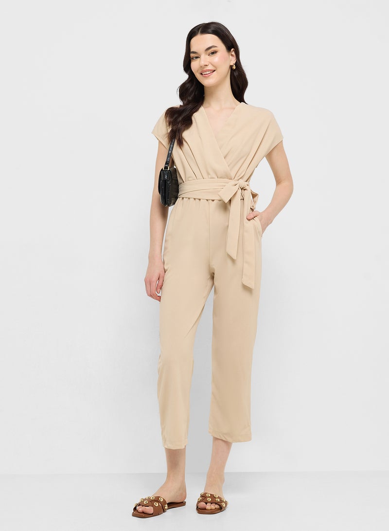 Ginger V Neck Wrap Detail Jumpsuit - Image 4