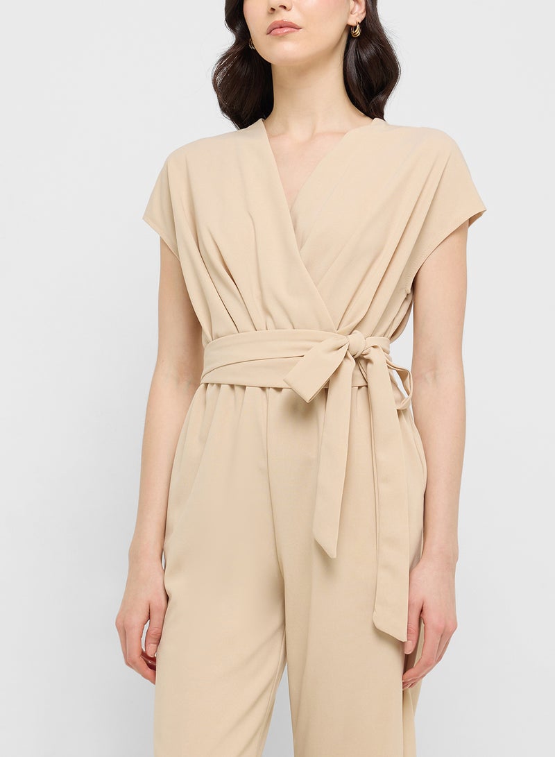 Ginger V Neck Wrap Detail Jumpsuit - Image 3