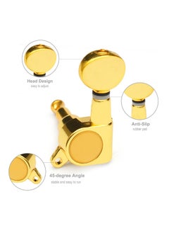 Generic SYOSI, Guitar Tuner Pegs, 6 Pieces 3R3L Small Oval Concave Button Sealed-gear String Tuners Tuning Pegs Key Machine Heads for Acoustic Electric Guitar  - Image 2