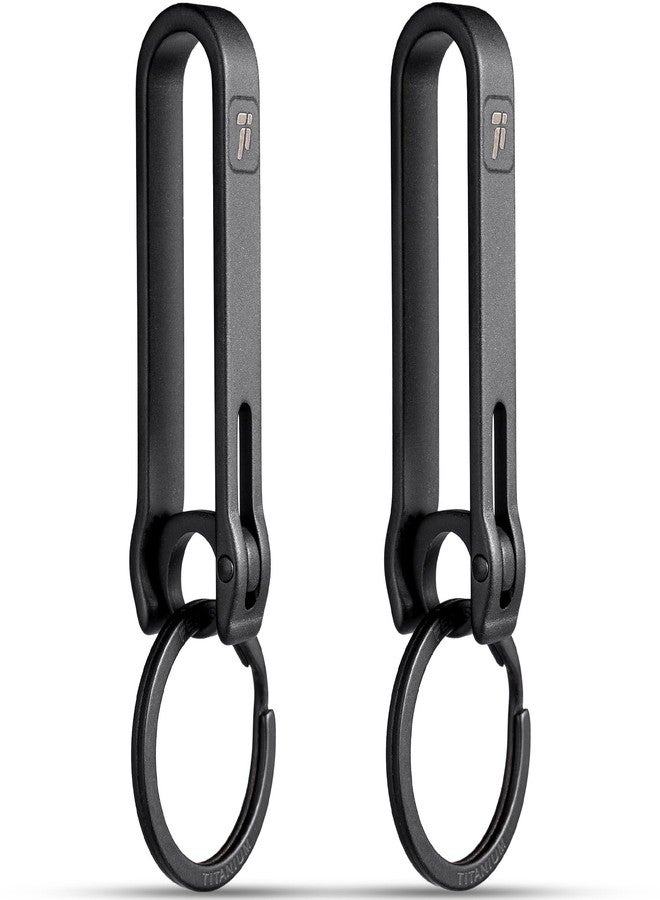 FEGVE Titanium Key Belt Clip Keychain Clip for Men, Belt Loop Key Ring Chain Holder Key Hook for Pants Purse-(black/2pcs) - Image 1