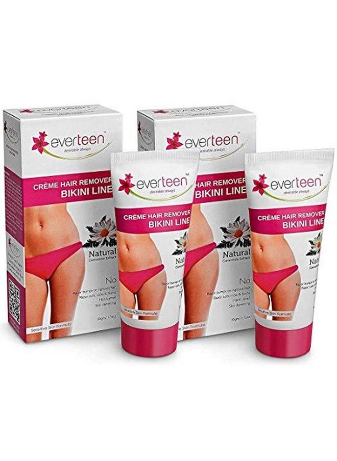 everteen - Bikini Line Hair Remover Creme Pack of 2 (50g each) for bikini line and underarms - Image 1