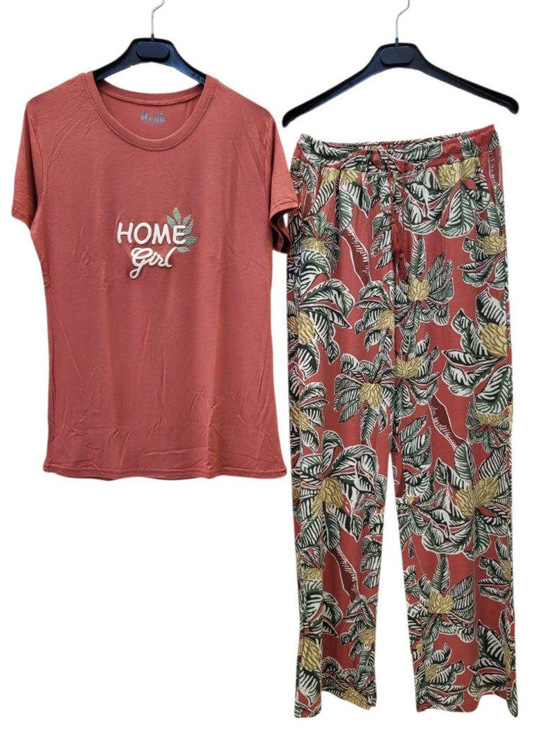 KERA Cotton women printed short sleeve pajamas set - Image 2