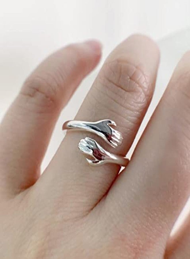 Jude Jewelers Stainless Steel Hand Style Hug Embrace Statement Promise Anniversary Ring, 10, Metal, Cubic Zirconia - Image 2